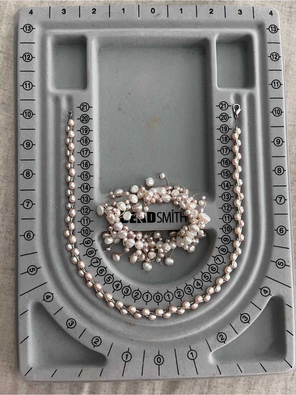 Freshwater Faux Pearl Necklace and Bracelet Set - Soft Pink Pearls